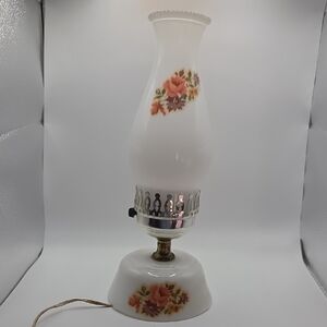 Vintage Floral Milk Glass Lamp. Vintage